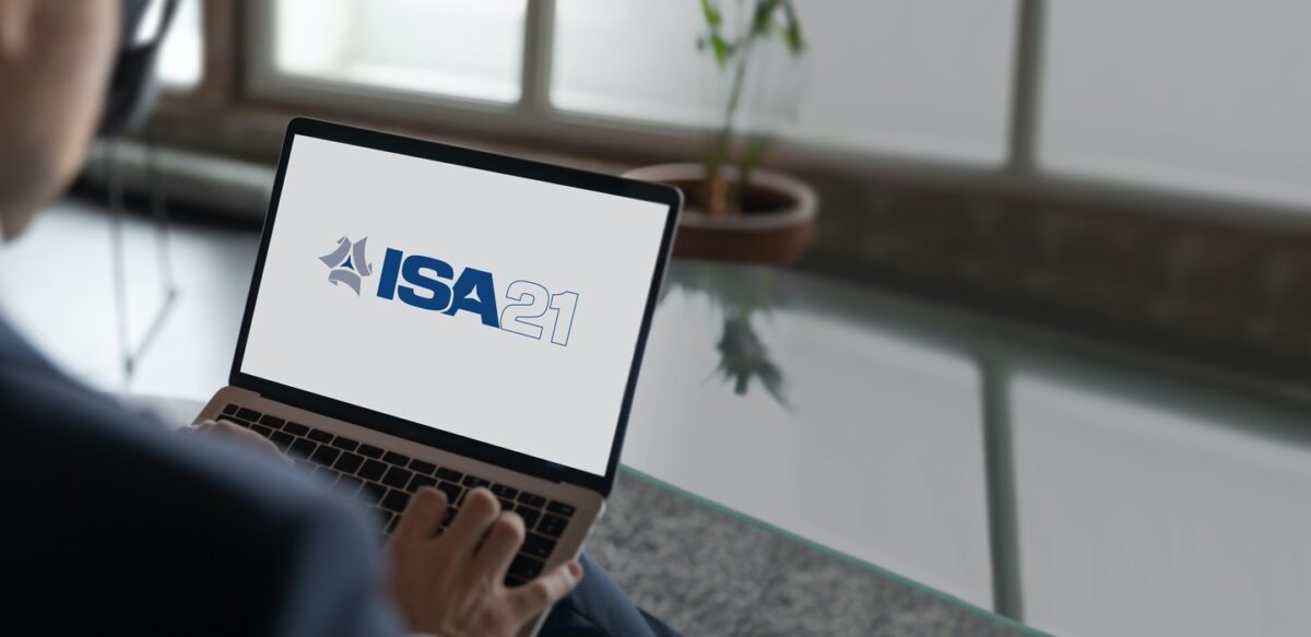 Man on a laptop visiting ISA website.